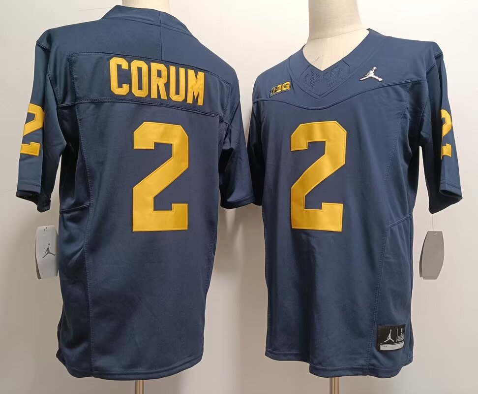 2024 NCAA Men Michigan Wolverines 2 Blake Corum dark blue nike jersey